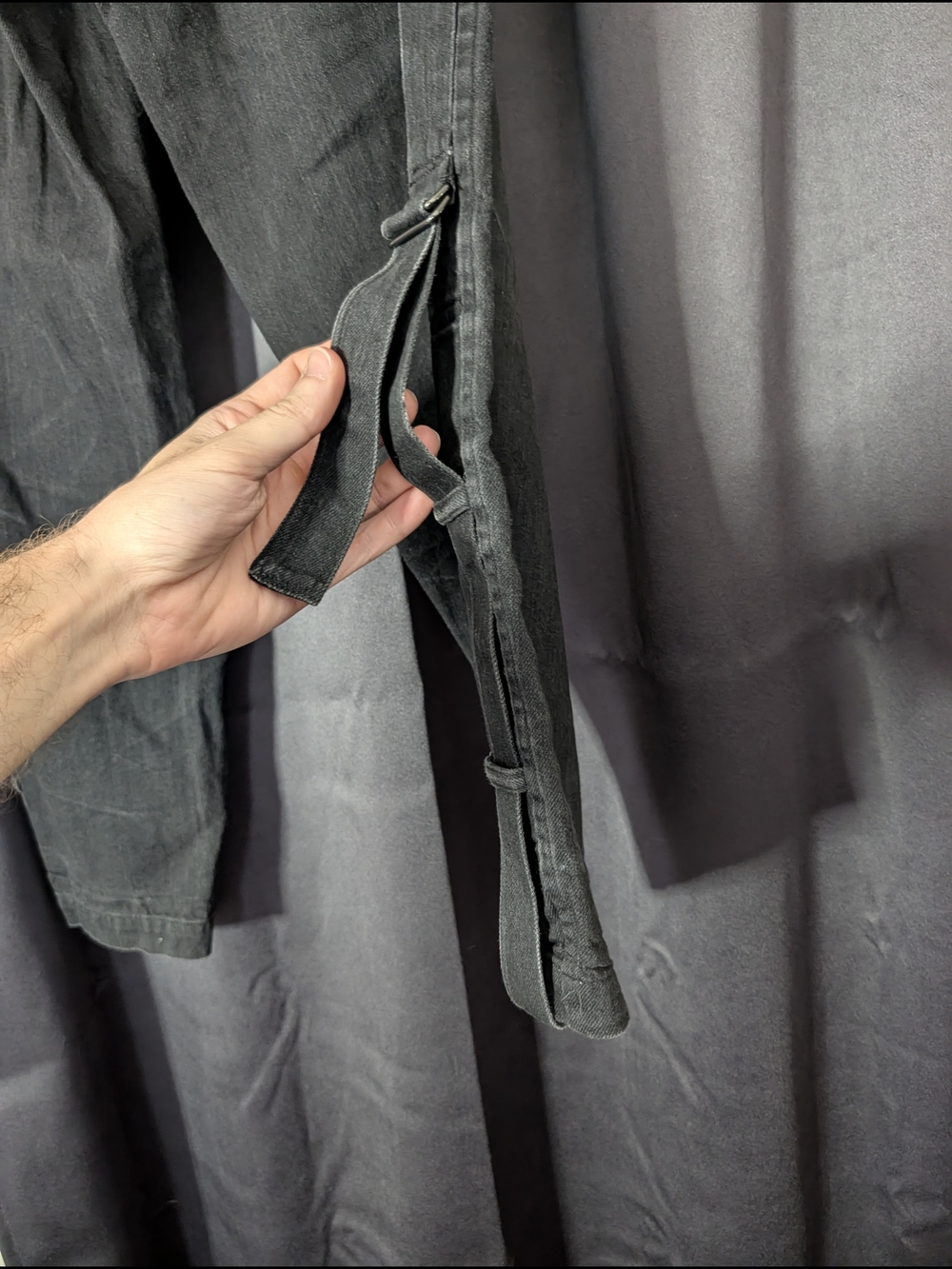 Yohji Yamamoto Men's Black Bondage Strap Buckle Straight-Leg Jeans Japan Sz 2 - Picture 8 of 16